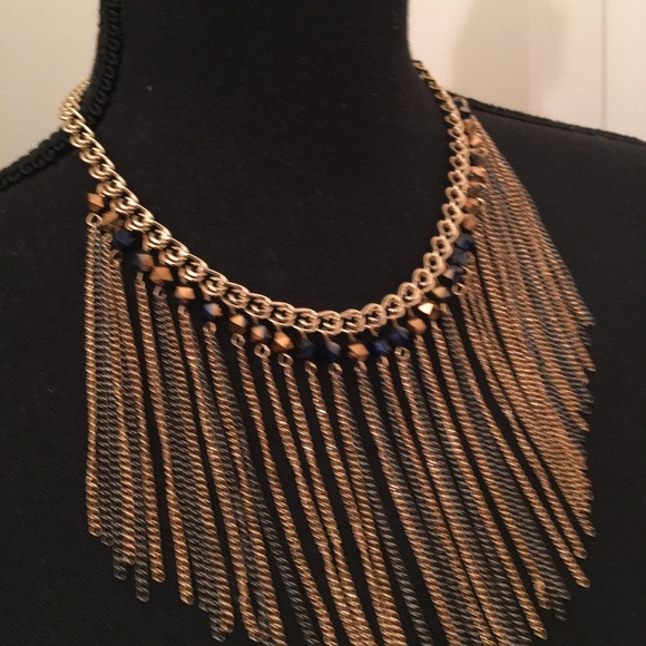 🔵PASSIANA NWOT AUTHENTIC GOLD-PLATED  BRASS FRINGE STATEMENT NECKLACE - Picture 12 of 17